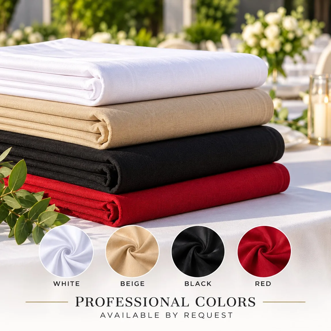 Floor-length table linen colors for event rentals
