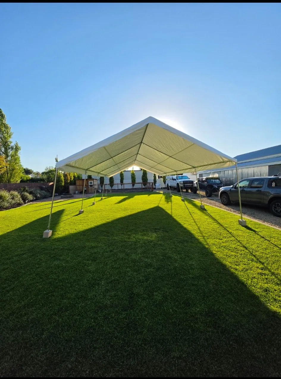 Twenty by forty foot white event canopy